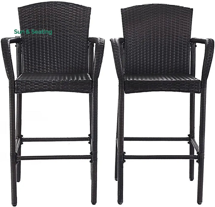 Anselmo Outdoor Patio Bar Chair 2 Chairs For Balcony (Dark Brown) Bar Sets