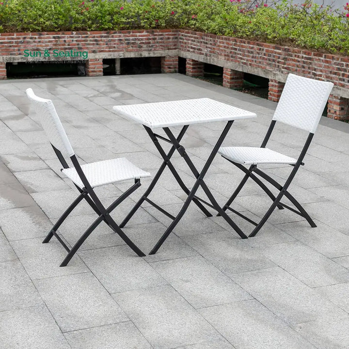 Ansgar Outdoor Patio Seating Set 2 Chairs and 1 Table Set (White) Coffee Table Sets