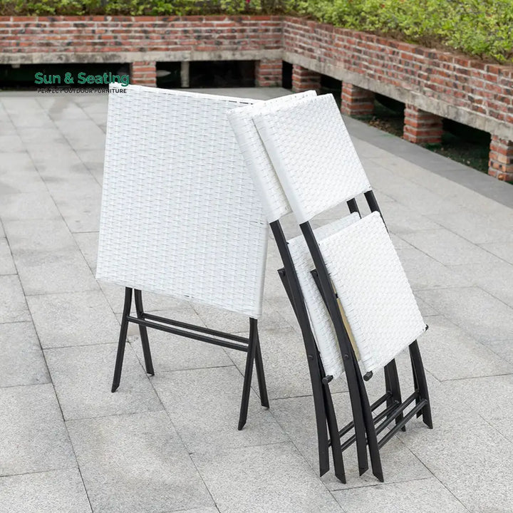 Ansgar Outdoor Patio Seating Set 2 Chairs and 1 Table Set (White) Coffee Table Sets
