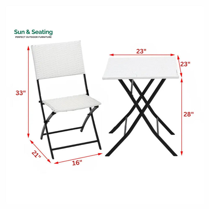 Ansgar Outdoor Patio Seating Set 2 Chairs and 1 Table Set (White) Coffee Table Sets