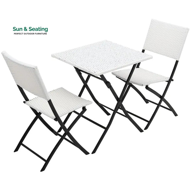 Ansgar Outdoor Patio Seating Set 2 Chairs and 1 Table Set (White) Coffee Table Sets