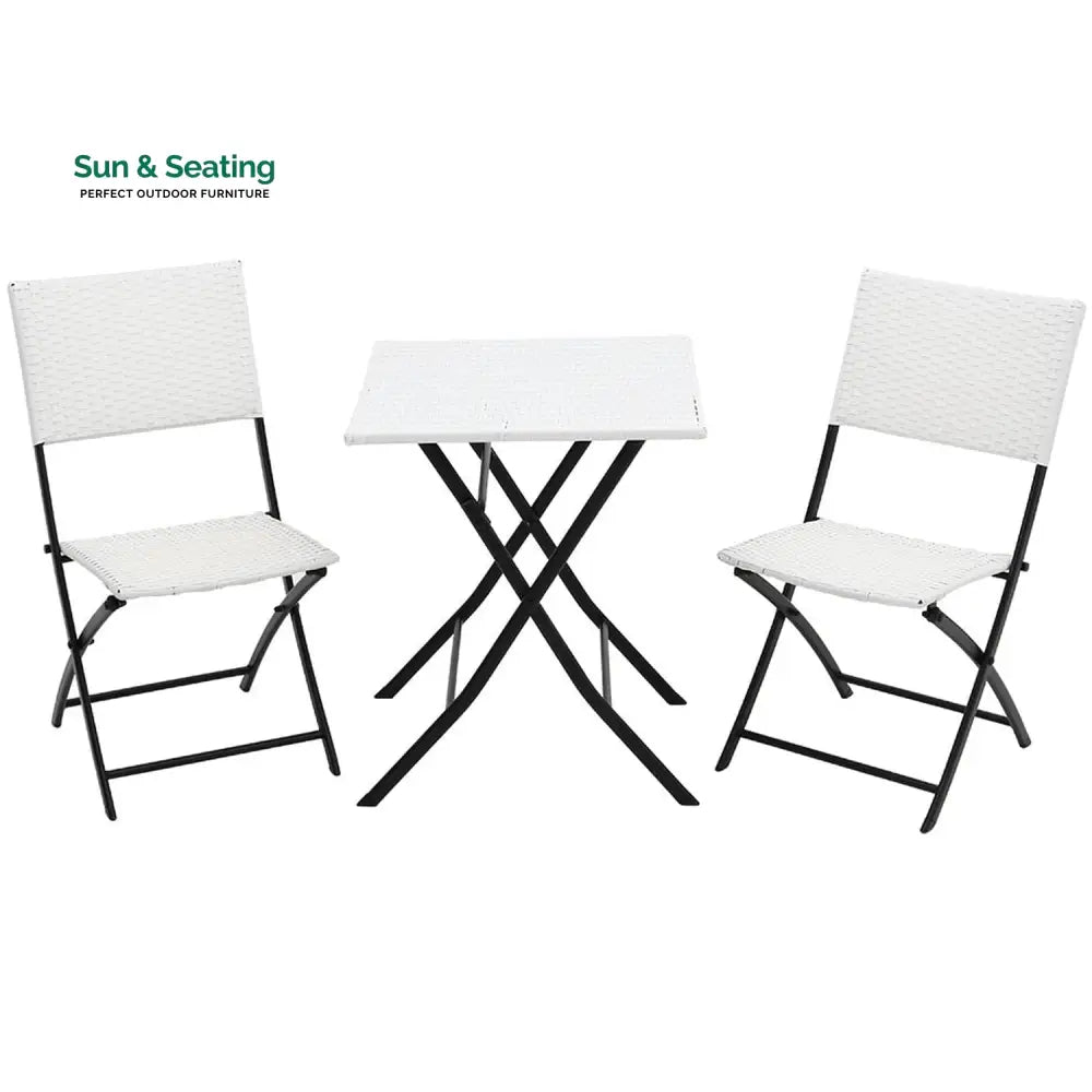 Ansgar Outdoor Patio Seating Set 2 Chairs and 1 Table Set (White) Coffee Table Sets
