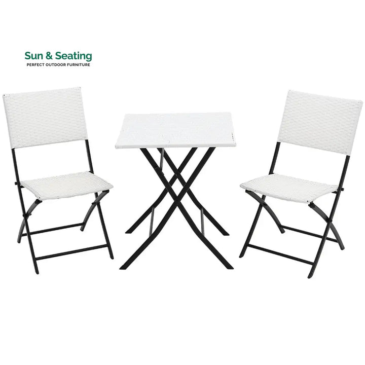 Ansgar Outdoor Patio Seating Set 2 Chairs and 1 Table Set (White) Coffee Table Sets