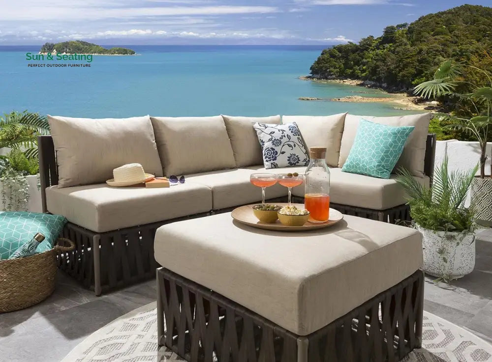 Antonio Outdoor Sofa Set 4 Seater and 1 Ottoman Set (Brown) Sofa Sets