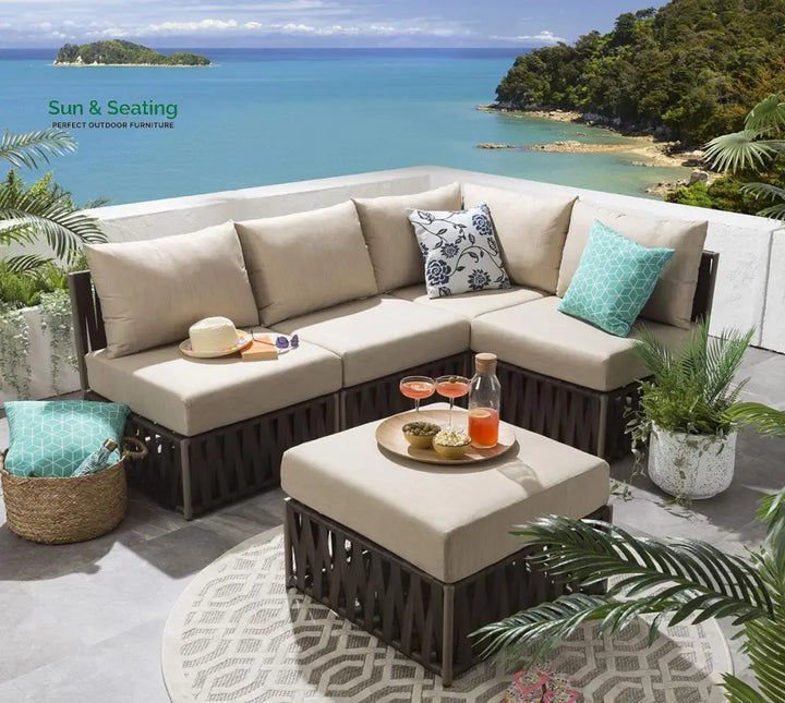 Antonio Outdoor Sofa Set 4 Seater and 1 Ottoman Set (Brown) Sofa Sets