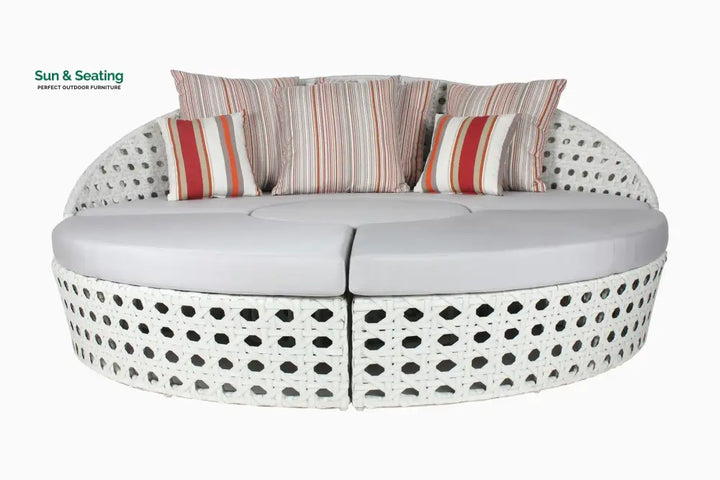 Anunc Outdoor Poolside Sunbed With Cushion Daybed (White) Sunbed