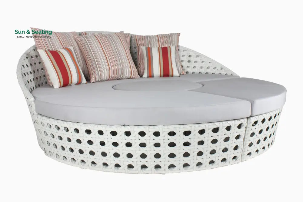 Anunc Outdoor Poolside Sunbed With Cushion Daybed (White) Sunbed