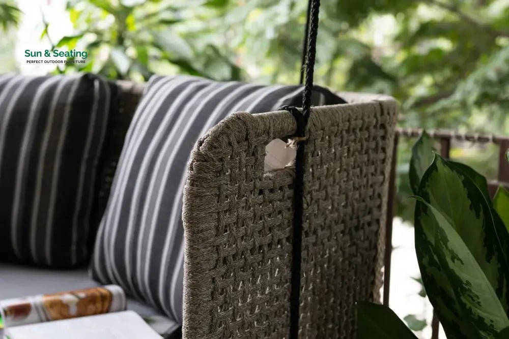 Apolinar Double Seater Hanging Swing Without Stand For Balcony Garden Swing (Beige) Braided &amp; Rope Swings