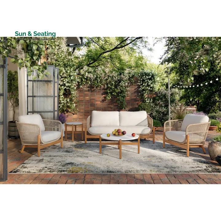 Apolo Outdoor Sofa Set 2 Seater 2 Single seater 1 Side table and 1 Center Table (Beige) Sofa Sets