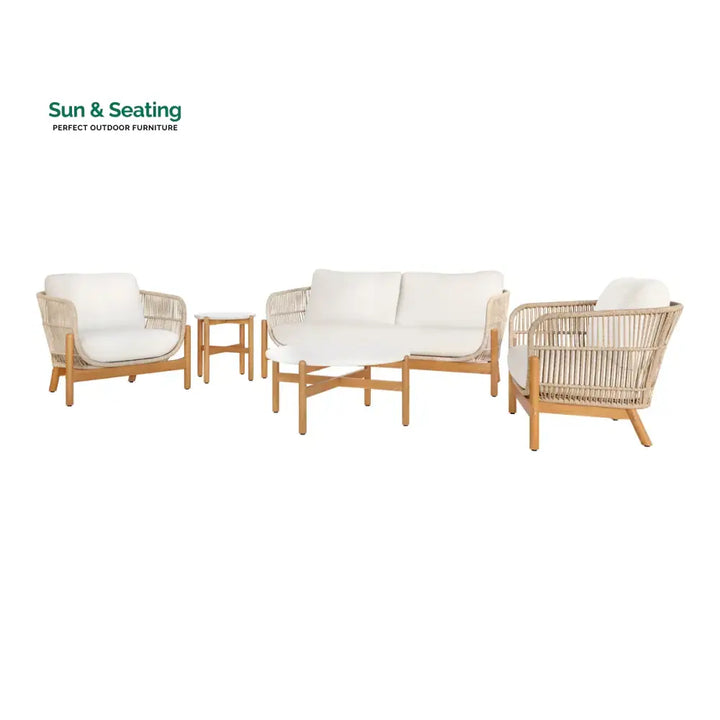 Apolo Outdoor Sofa Set 2 Seater 2 Single seater 1 Side table and 1 Center Table (Beige) Sofa Sets