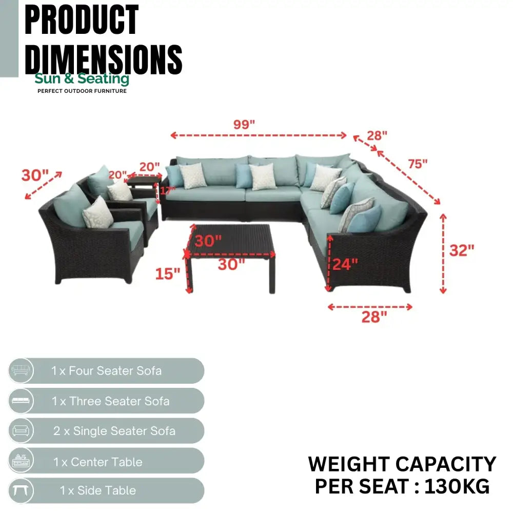 Araceli All Weather Outdoor Wicker Garden L-Shape Sectional Conversation Set Sofa Set