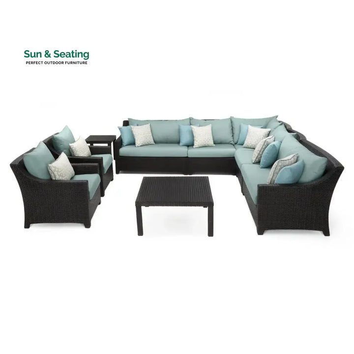 Araceli All Weather Outdoor Wicker Garden L-Shape Sectional Conversation Set Sofa Set