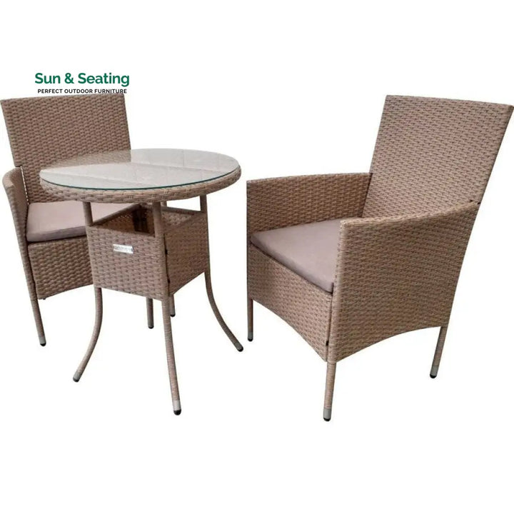 Archie Outdoor Patio Seating Set 2 Chairs and 1 Table Set (Cream) Coffee Table Sets