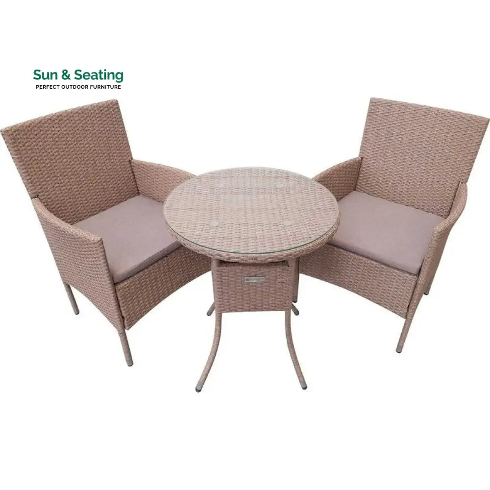 Archie Outdoor Patio Seating Set 2 Chairs and 1 Table Set (Cream) Coffee Table Sets