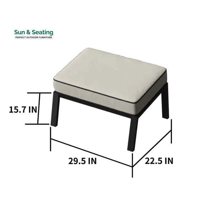 Archie Outdoor Patio Seating Set 2 Chairs 2 Ottoman and Table Set (Cream) Coffee Table Sets