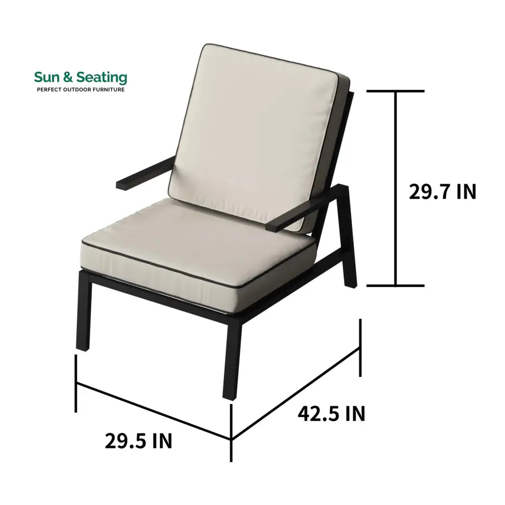 Archie Outdoor Patio Seating Set 2 Chairs 2 Ottoman and Table Set (Cream) Coffee Table Sets