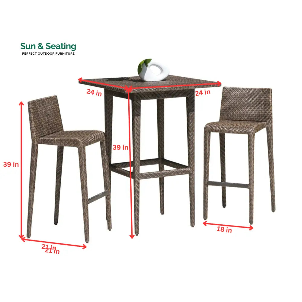 Arcuri Outdoor Patio Bar Sets 2 Chairs and 1 Table (Brown) Bar Sets