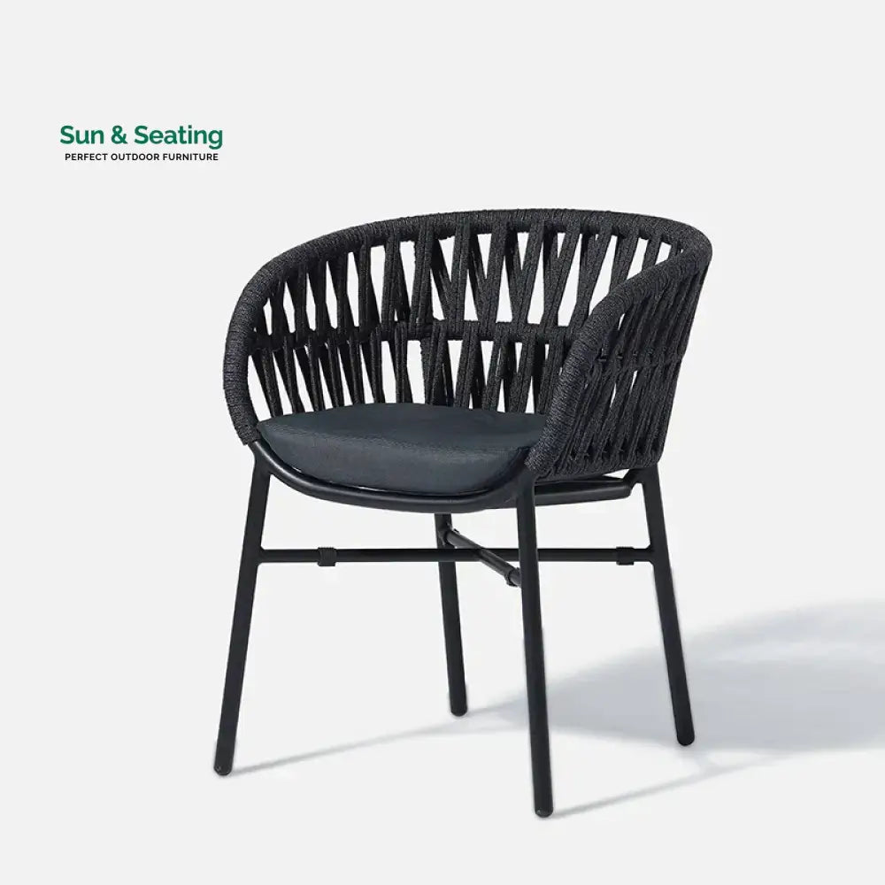 Arcuri Outdoor Patio Seating Set Chair Only Braided &amp; Rope Black Coffee Table Sets