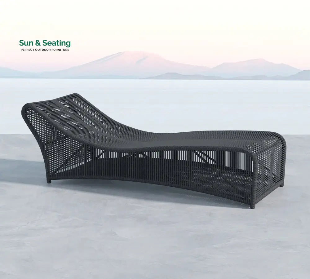 Arcuri Outdoor Swimming Poolside Lounger Braided &amp; Rope Charcoal Loungers