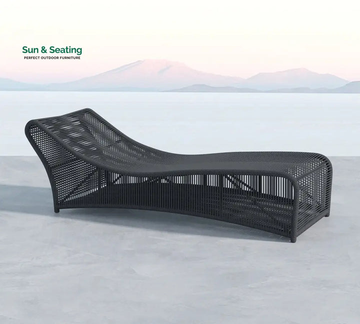 Arcuri Outdoor Swimming Poolside Lounger Braided &amp; Rope Charcoal Loungers