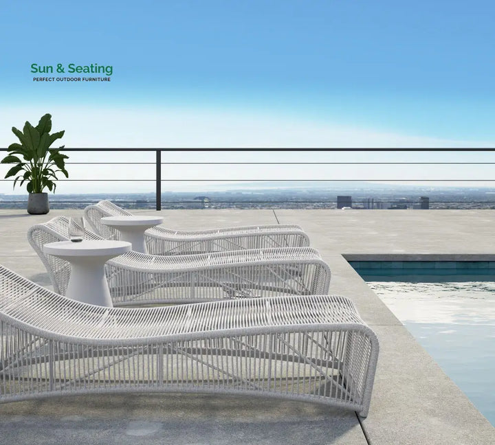 Arcuri Outdoor Swimming Poolside Lounger Braided &amp; Rope Loungers