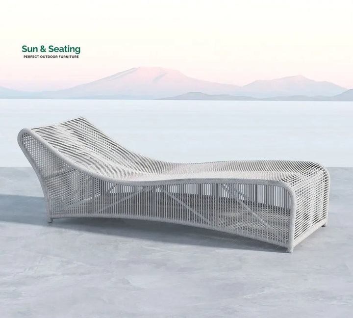 Arcuri Outdoor Swimming Poolside Lounger Braided &amp; Rope Silver Loungers