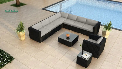 Arena Outdoor Sofa Set 7 Seater Single seater and 1 Center Table With 1 Side Table Set (Black) Harbor Grey Sofa Sets
