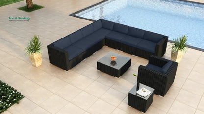 Arena Outdoor Sofa Set 7 Seater Single seater and 1 Center Table With 1 Side Table Set (Black) Navy Blue Sofa Sets