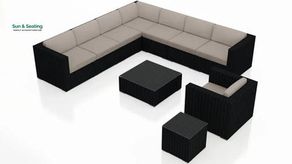 Arena Outdoor Sofa Set 7 Seater Single seater and 1 Center Table With 1 Side Table Set (Black) Sofa Sets