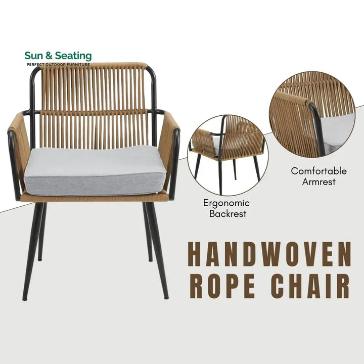 Aria Lamia 3-Piece Rope Patio Set - Perfect for Outdoor Entertaining Patio Set