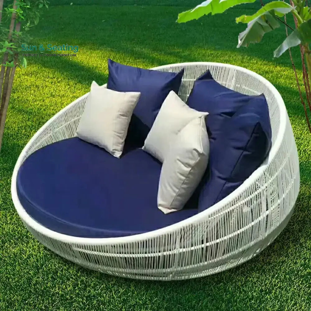 Ariza Outdoor Poolside Sunbed With Cushion Daybed (WHITE) Sunbed