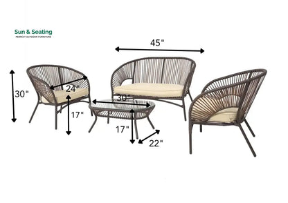 Arno Outdoor Sofa Set 2 Seater 2 Single seater and 1 Center Table Set (Brown) Sofa Sets