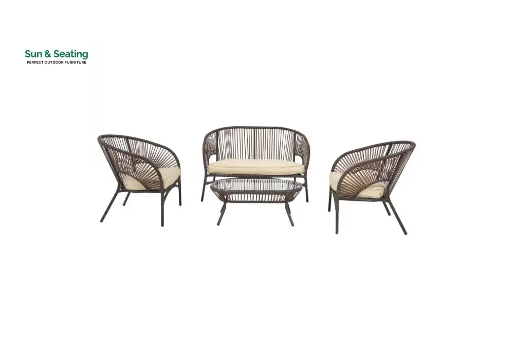 Arno Outdoor Sofa Set 2 Seater 2 Single seater and 1 Center Table Set (Brown) Sofa Sets