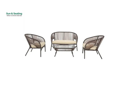 Arno Outdoor Sofa Set 2 Seater 2 Single seater and 1 Center Table Set (Brown) Sofa Sets