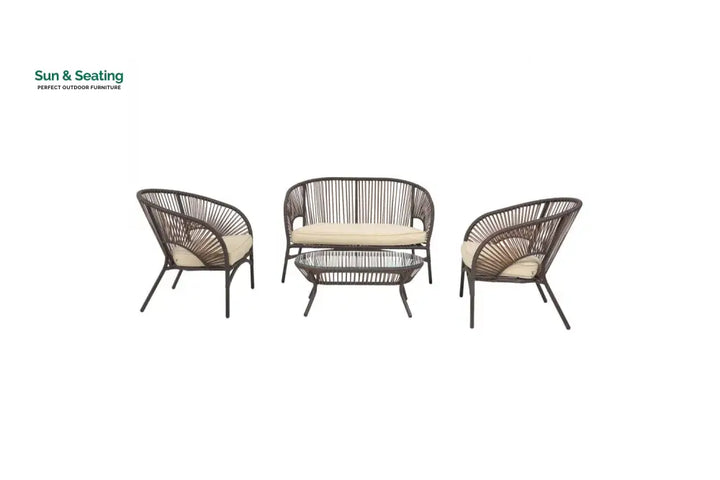 Arno Outdoor Sofa Set 2 Seater 2 Single seater and 1 Center Table Set (Brown) Sofa Sets