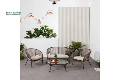 Arno Outdoor Sofa Set 2 Seater 2 Single seater and 1 Center Table Set (Brown) Sofa Sets