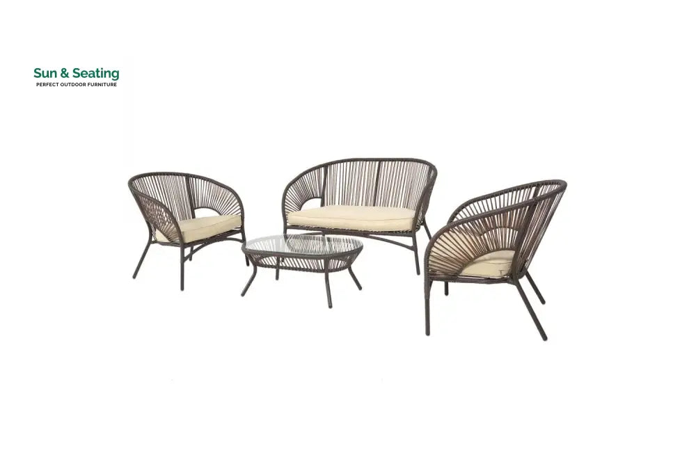 Arno Outdoor Sofa Set 2 Seater 2 Single seater and 1 Center Table Set (Brown) Sofa Sets