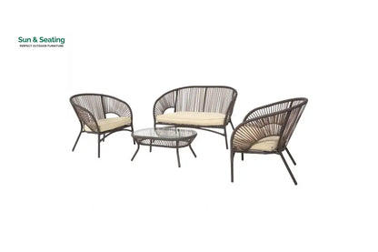 Arno Outdoor Sofa Set 2 Seater 2 Single seater and 1 Center Table Set (Brown) Sofa Sets