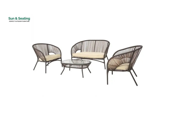 Arno Outdoor Sofa Set 2 Seater 2 Single seater and 1 Center Table Set (Brown) Sofa Sets