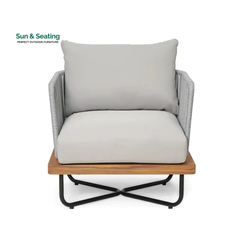 Arria Outdoor Garden Balcony Sofa Set 2 Seater,4 Single Seater With 1 Table Set Braid & Rope (Grey + Grey) Sofa Sets