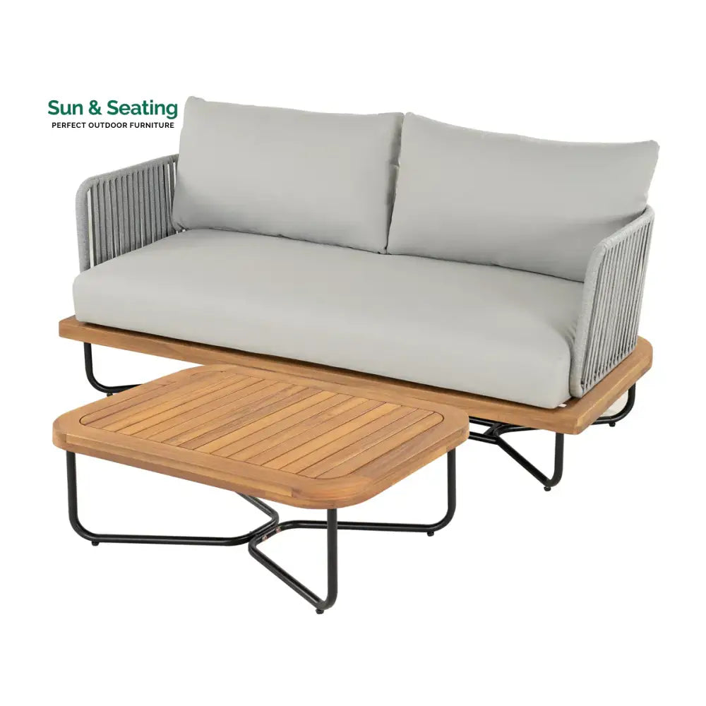 Arria Outdoor Garden Balcony Sofa Set 2 Seater,4 Single Seater With 1 Table Set Braid &amp; Rope (Grey + Grey) Sofa Sets