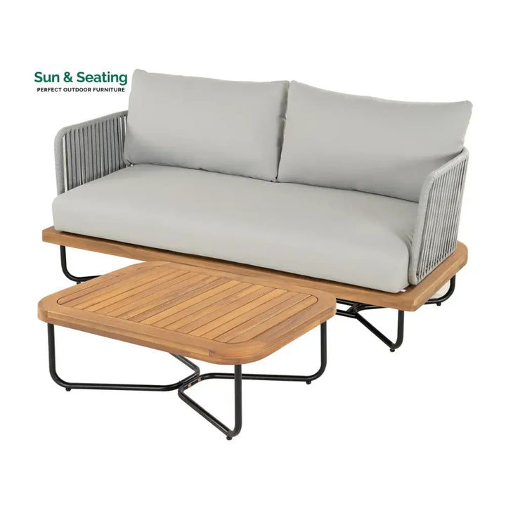 Arria Outdoor Garden Balcony Sofa Set 2 Seater,4 Single Seater With 1 Table Set Braid &amp; Rope (Grey + Grey) Sofa Sets