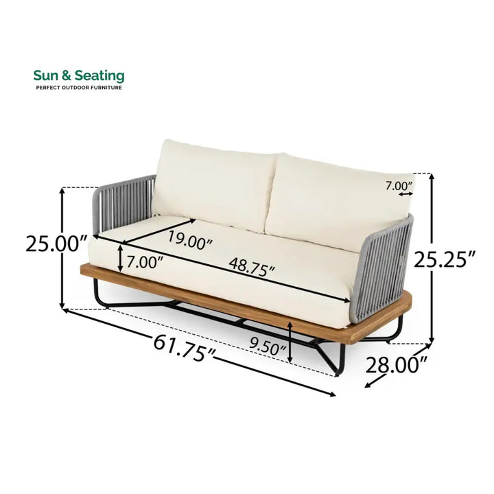 Arria Outdoor Garden Balcony Sofa Set 2 Seater,4 Single Seater With 1 Table Set Braid &amp; Rope (Grey + Grey) Sofa Sets