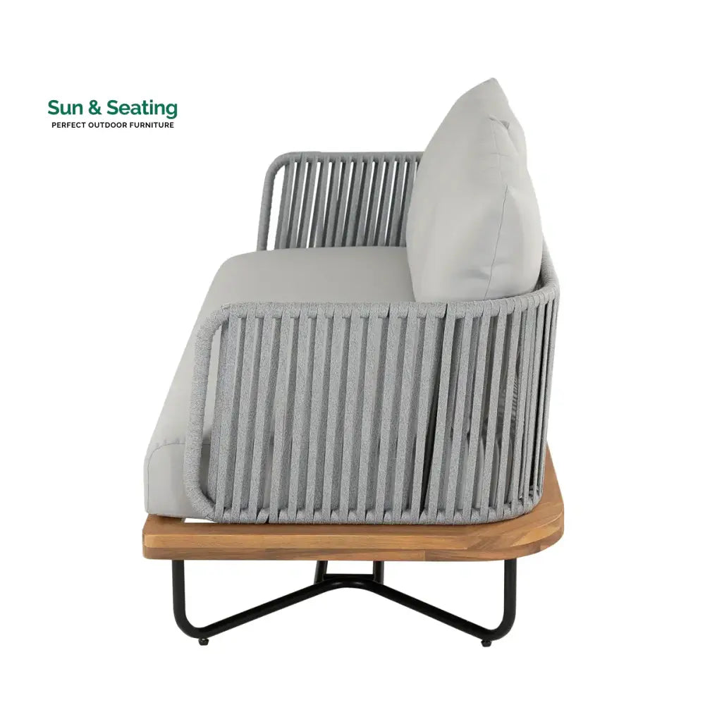 Arria Outdoor Garden Balcony Sofa Set 2 Seater,4 Single Seater With 1 Table Set Braid &amp; Rope (Grey + Grey) Sofa Sets