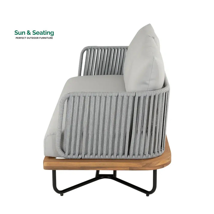 Arria Outdoor Garden Balcony Sofa Set 2 Seater,4 Single Seater With 1 Table Set Braid &amp; Rope (Grey + Grey) Sofa Sets