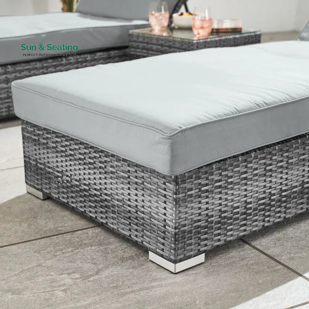 Arrigo Outdoor Swimming Poolside Lounger Set of 2 (Black + Grey) Loungers