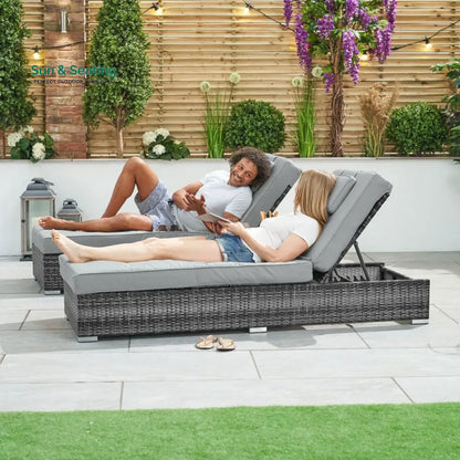 Arrigo Outdoor Swimming Poolside Lounger Set of 2 (Black + Grey) Loungers