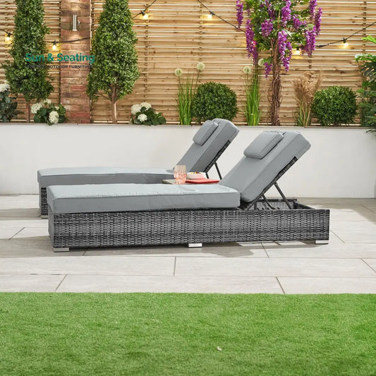 Arrigo Outdoor Swimming Poolside Lounger Set of 2 (Black + Grey) Loungers