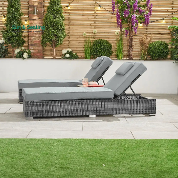 Arrigo Outdoor Swimming Poolside Lounger Set of 2 (Black + Grey) Loungers