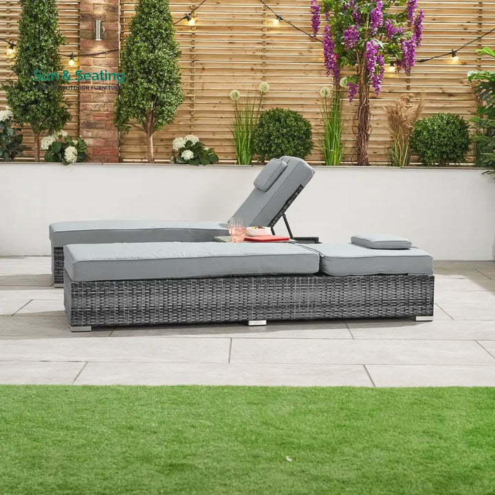 Arrigo Outdoor Swimming Poolside Lounger Set of 2 (Black + Grey) Loungers